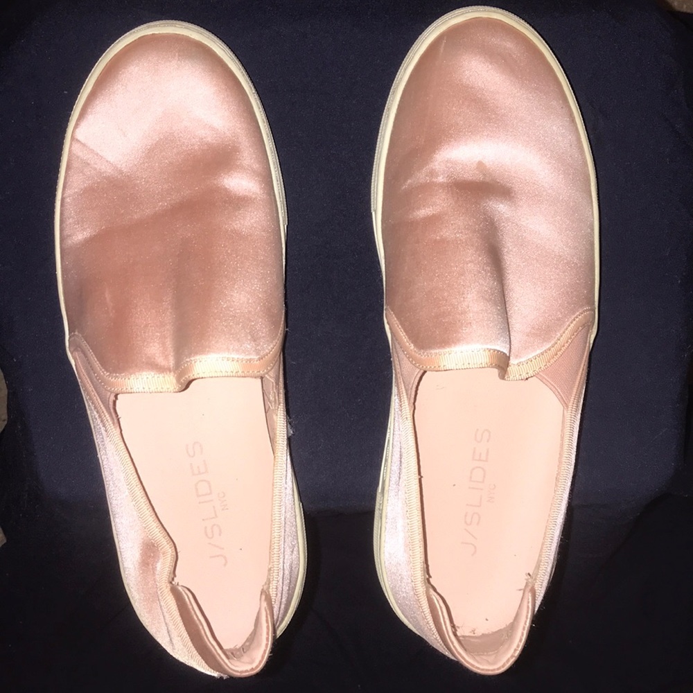 J. Slides Sneakers Blush Satin Size 7.5